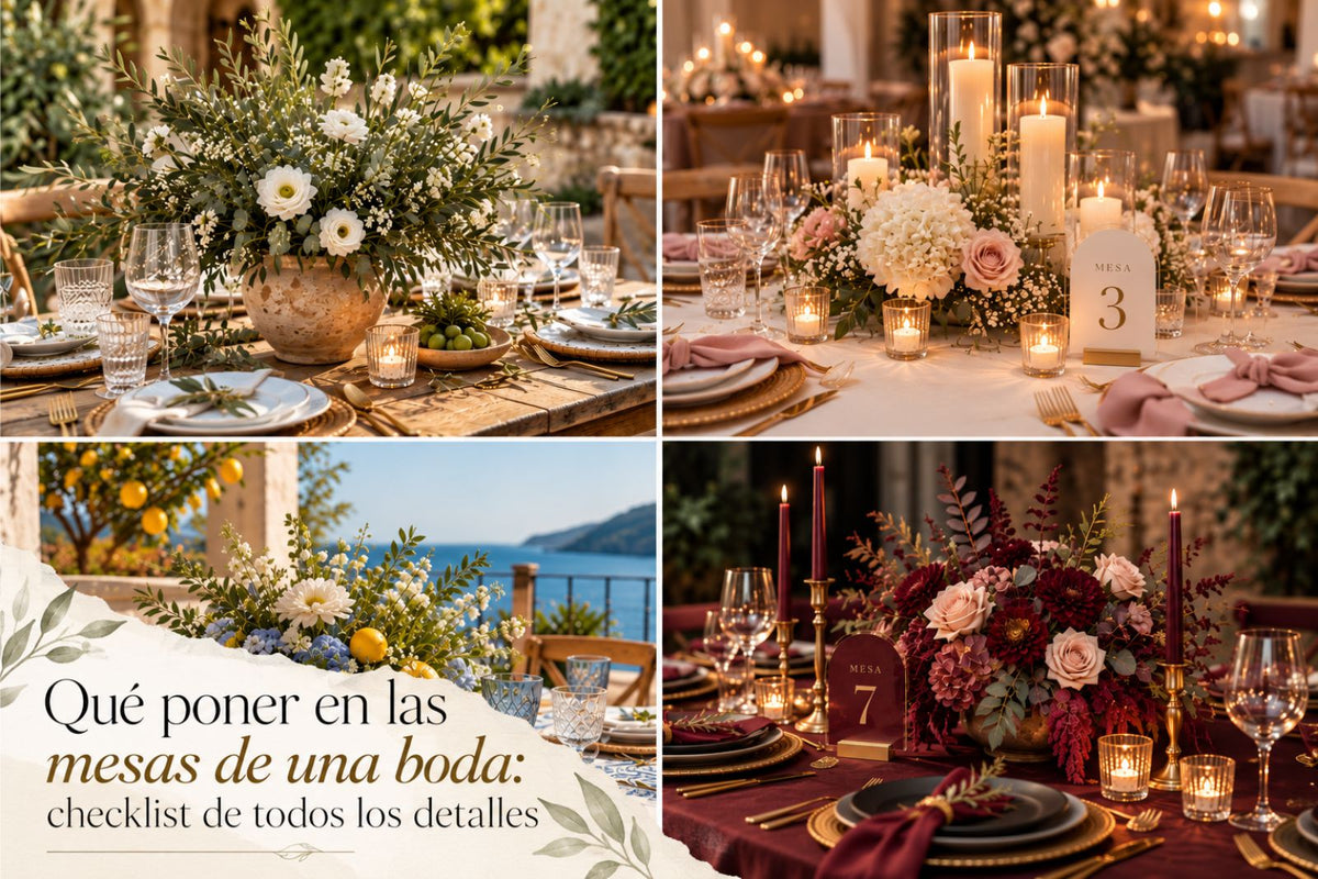 Qué poner en las mesas de una boda: checklist de todos los detalles