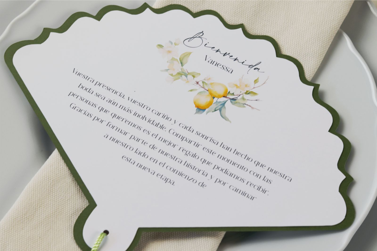 Abanico de boda con menú personalizado y dedicatoria - SICILIA