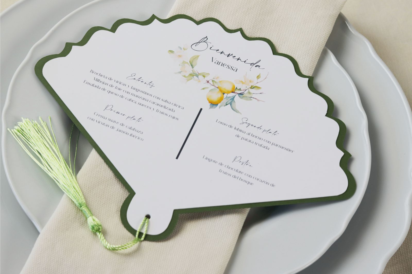 Abanico de boda con menú personalizado y dedicatoria - SICILIA