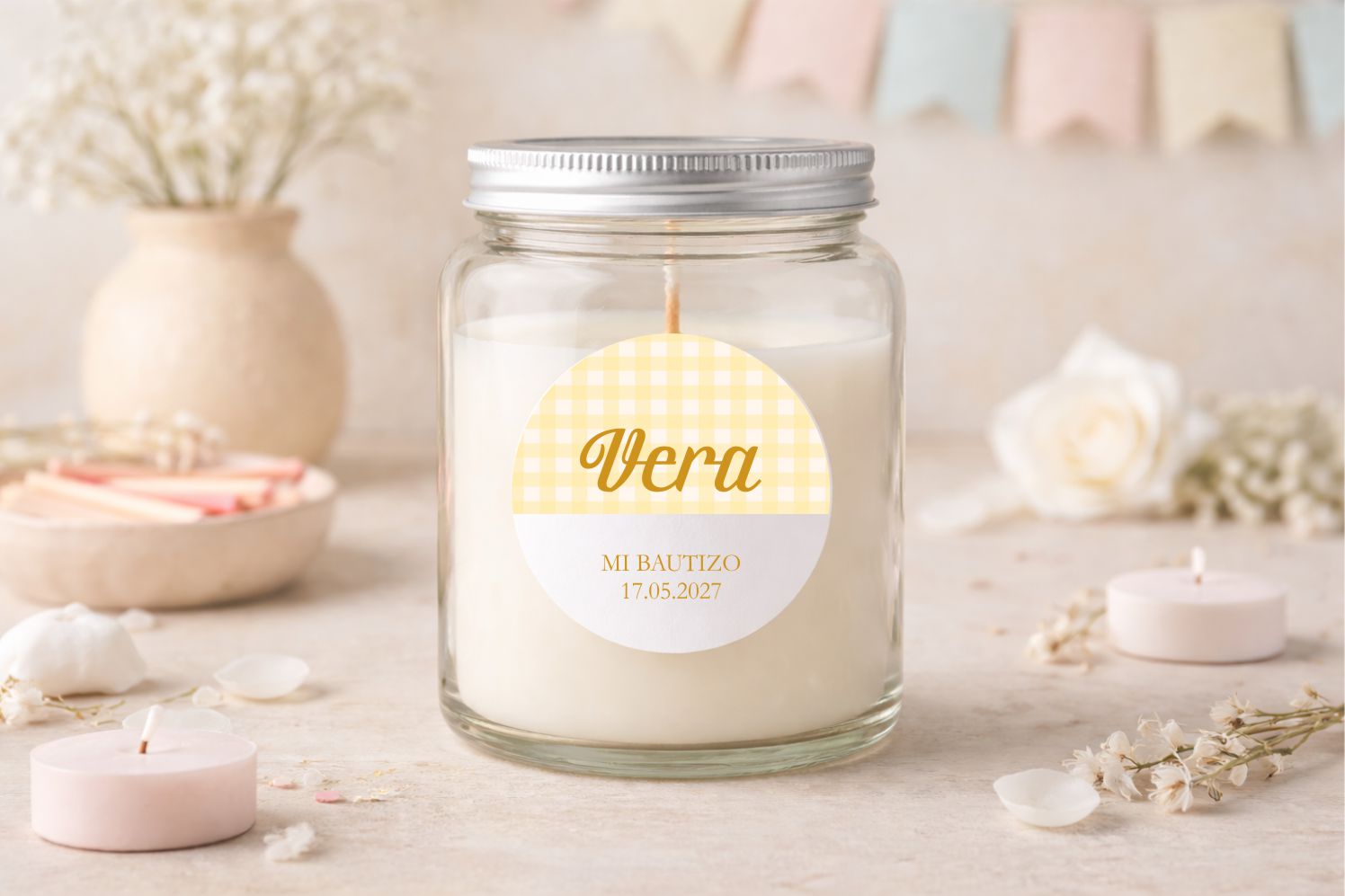 Adhesivo Personalizado - Vichy Amarillo