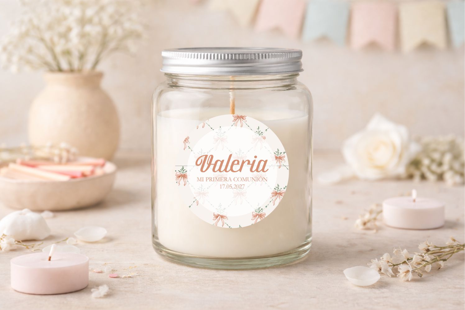 Adhesivo Personalizado - Floral con Lazos