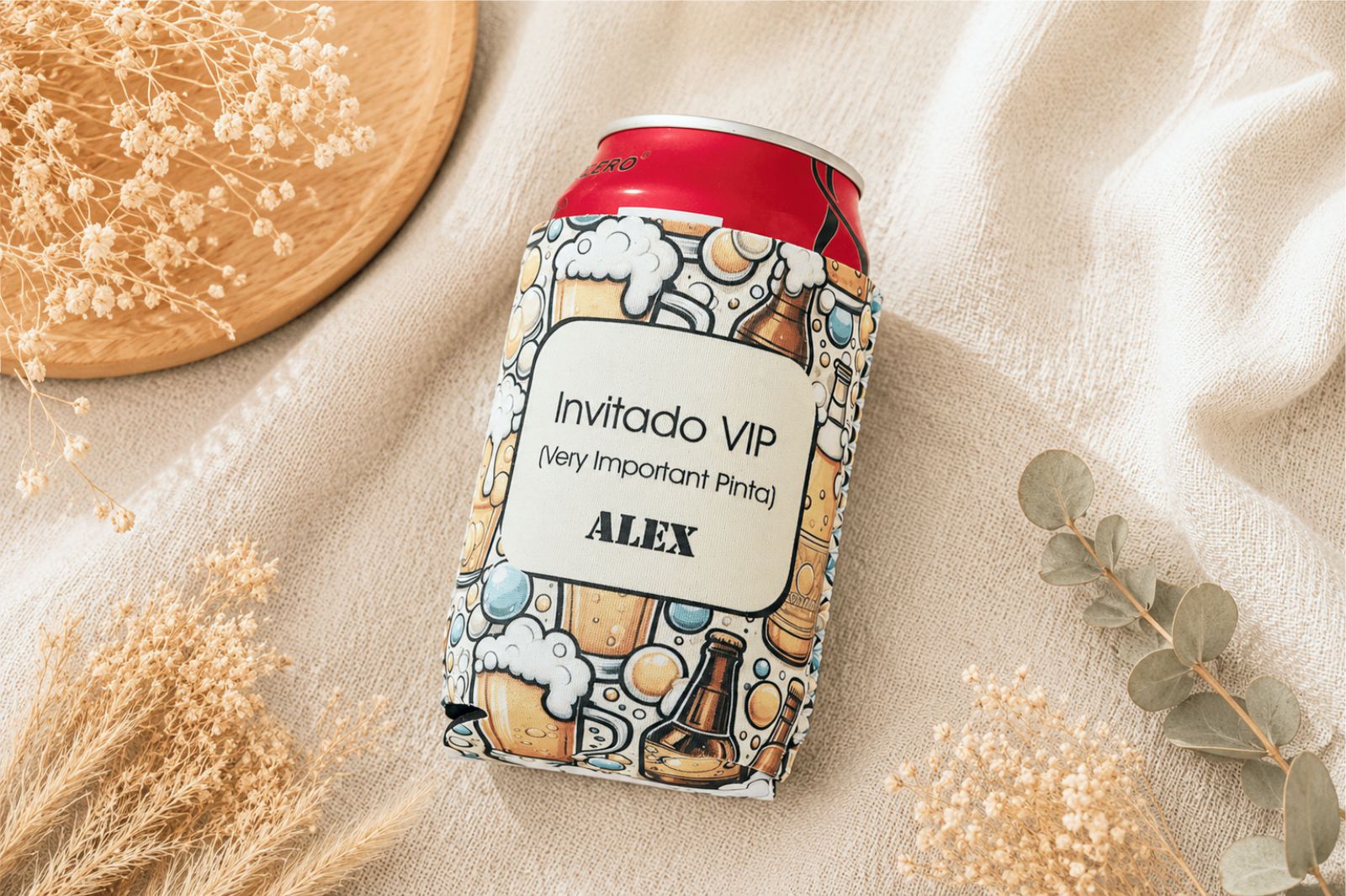 Enfriador de latas personalizado Cerveza | Detalle para invitados de boda