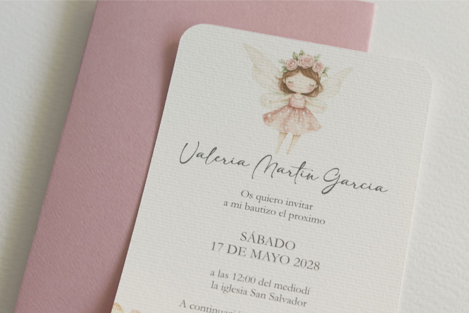 Invitación de Bautizo - Hada Fresa