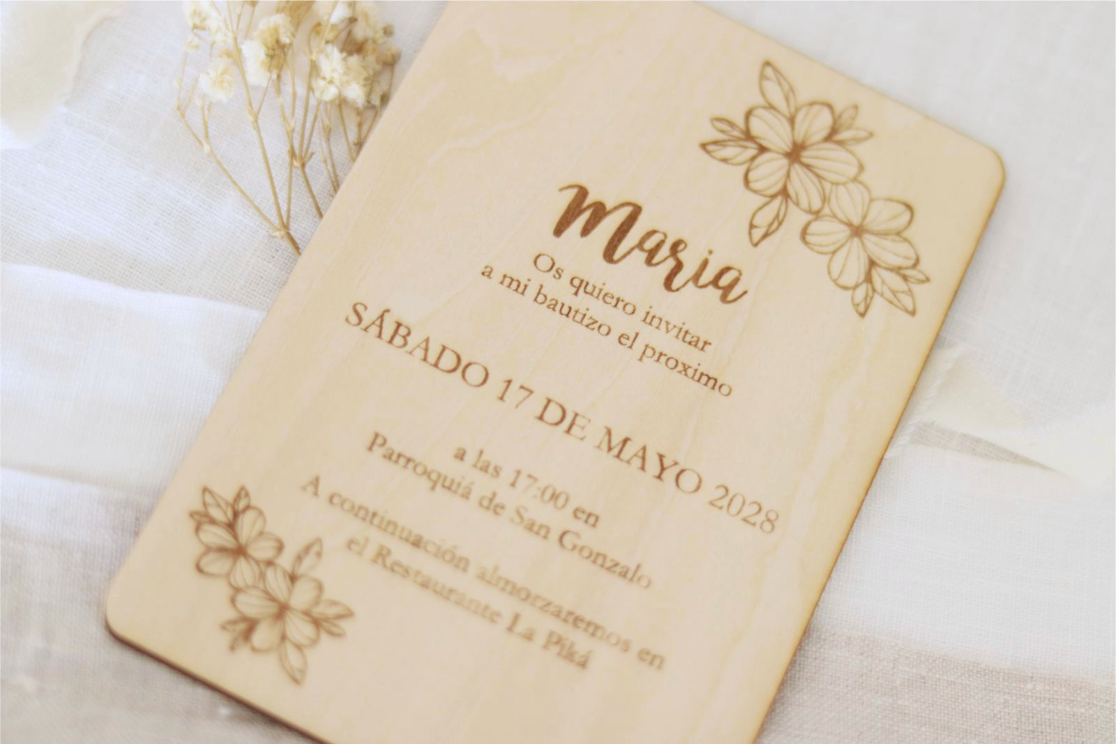 Invitación de madera natural - LIORA