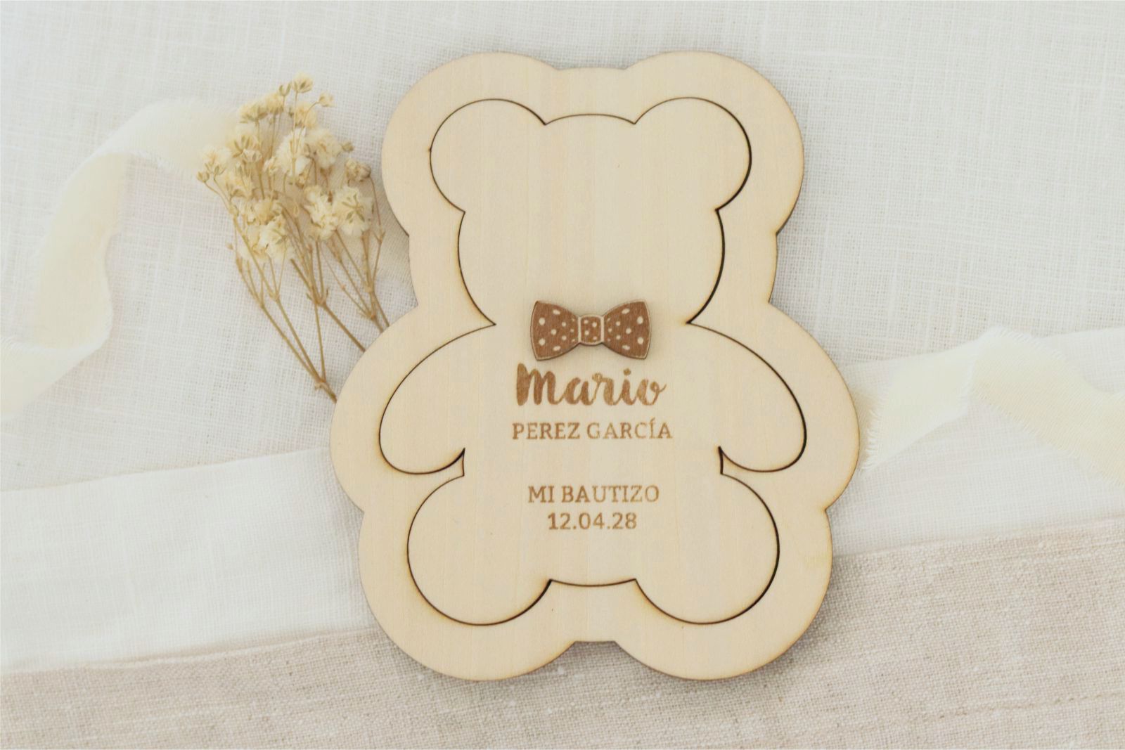 Invitación de madera natural - OSO