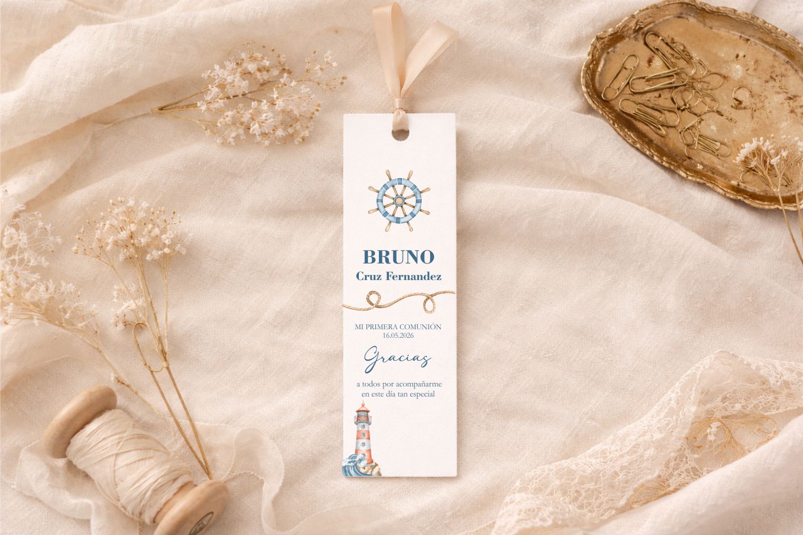 Marcapáginas - Recordatorio de Comunión/Bautizo - Náutica