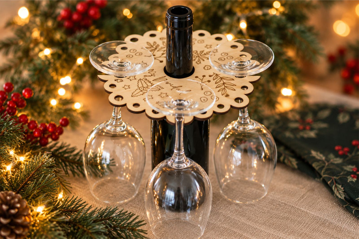 Soporte vino y copas navideño
