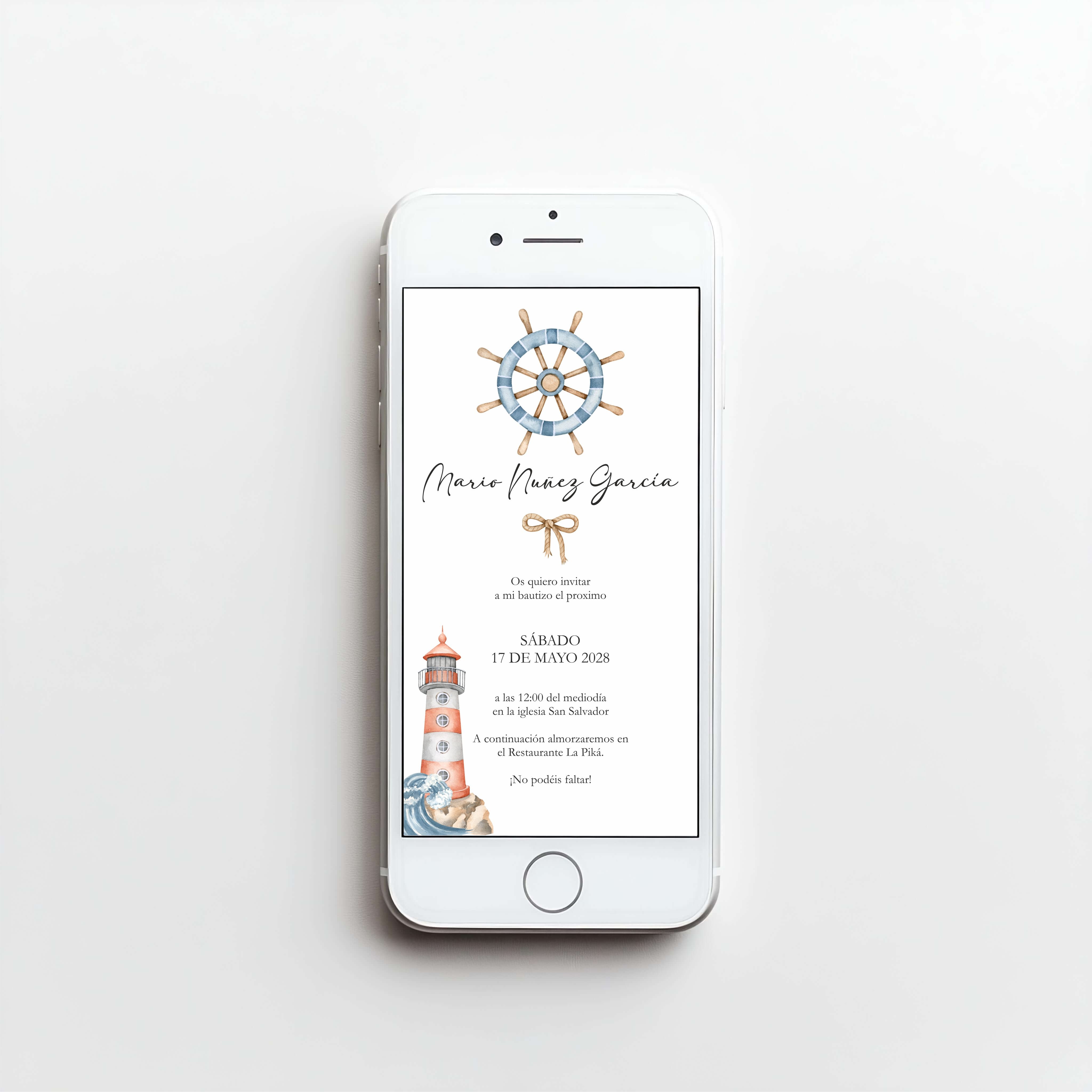 Invitación de Bautizo Digital - Náutica