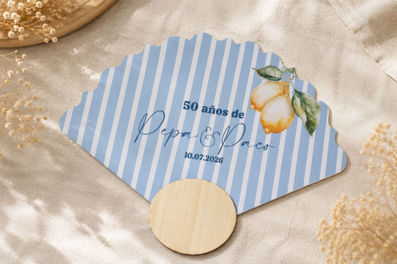 Abanico de boda con menú personalizado y dedicatoria - SORRENTO