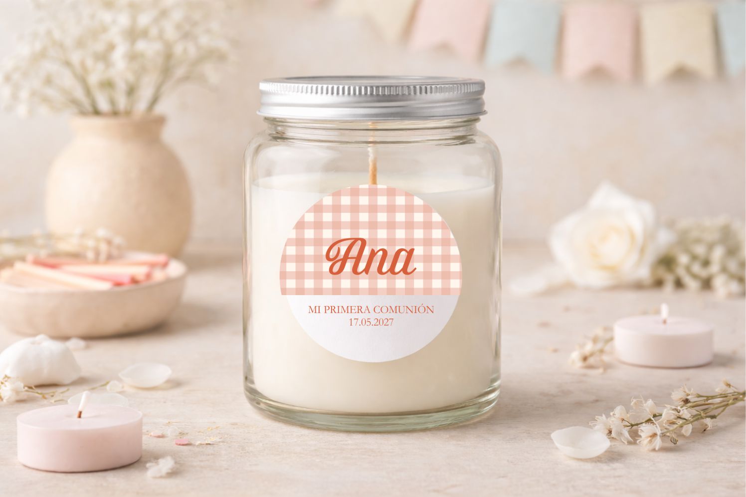 Adhesivo Personalizado - Vichy Melocotón