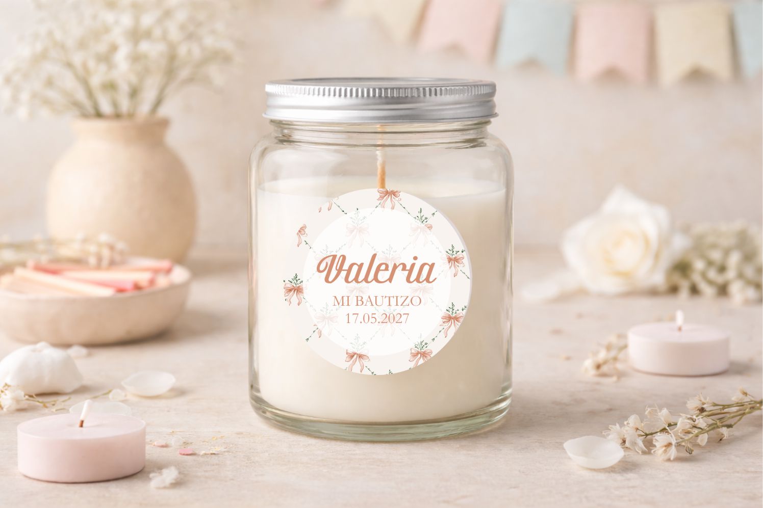 Adhesivo Personalizado - Floral con Lazos