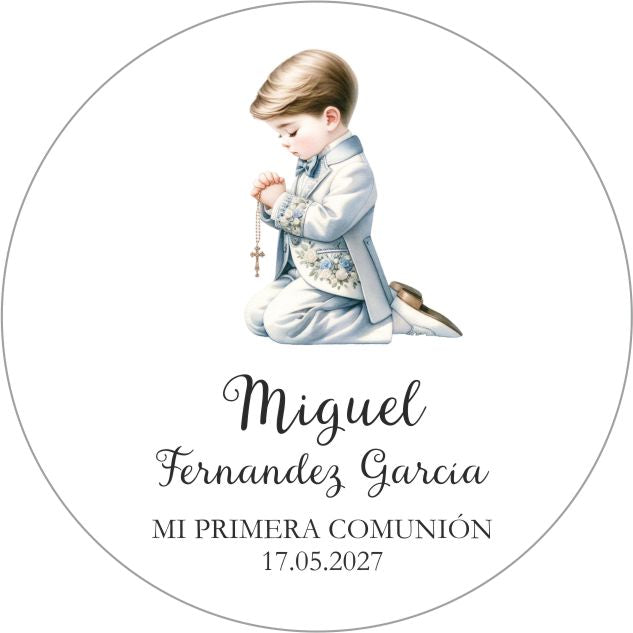 Adhesivo personalizado de Comunión Niño