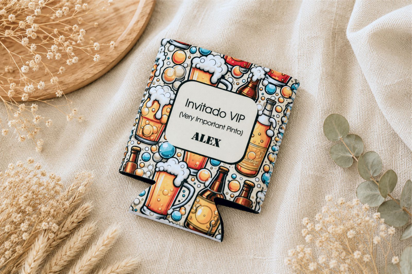 Enfriador de latas personalizado Cerveza | Detalle para invitados de boda