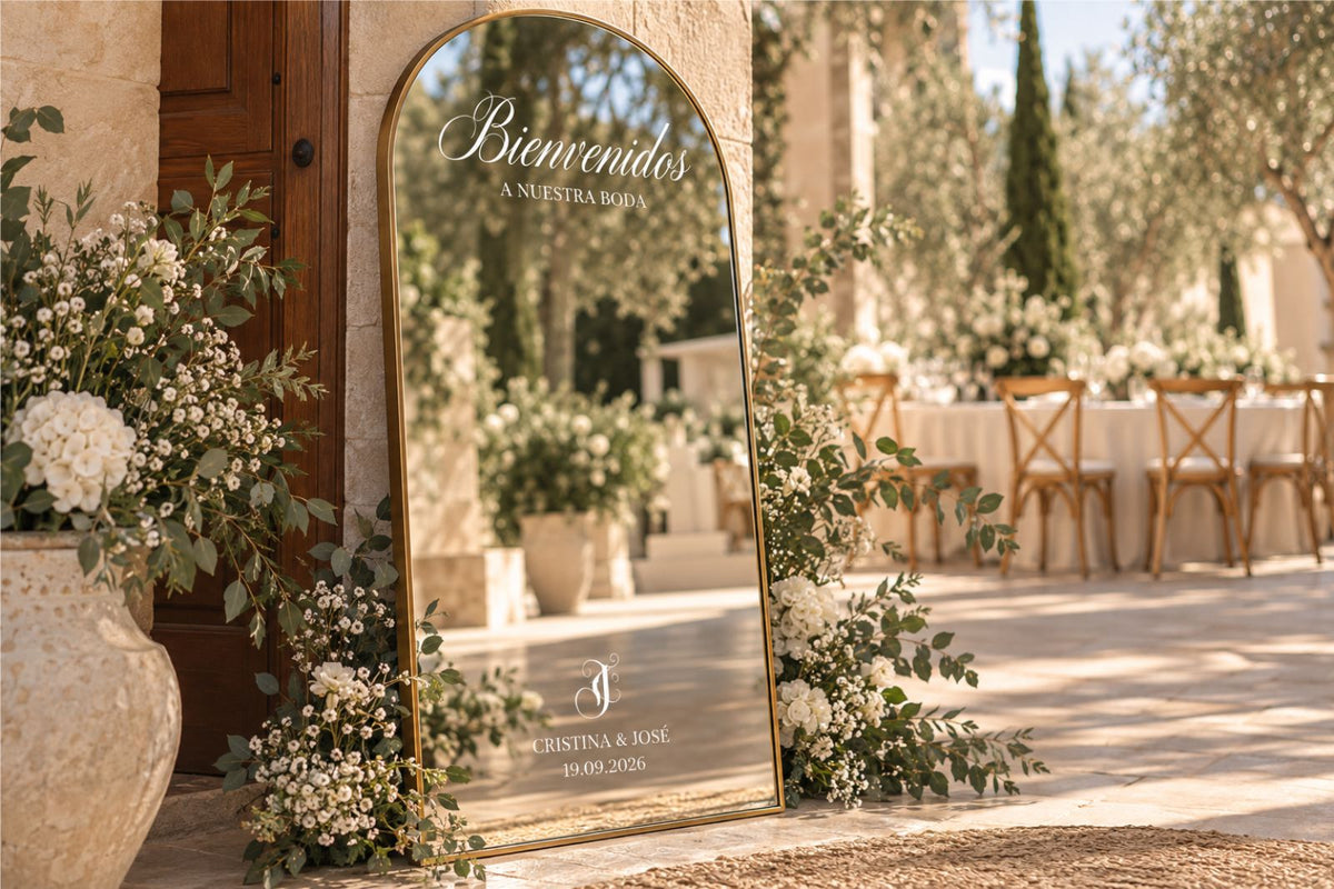 Vinilo para espejo de boda «Welcome» – Personalizado