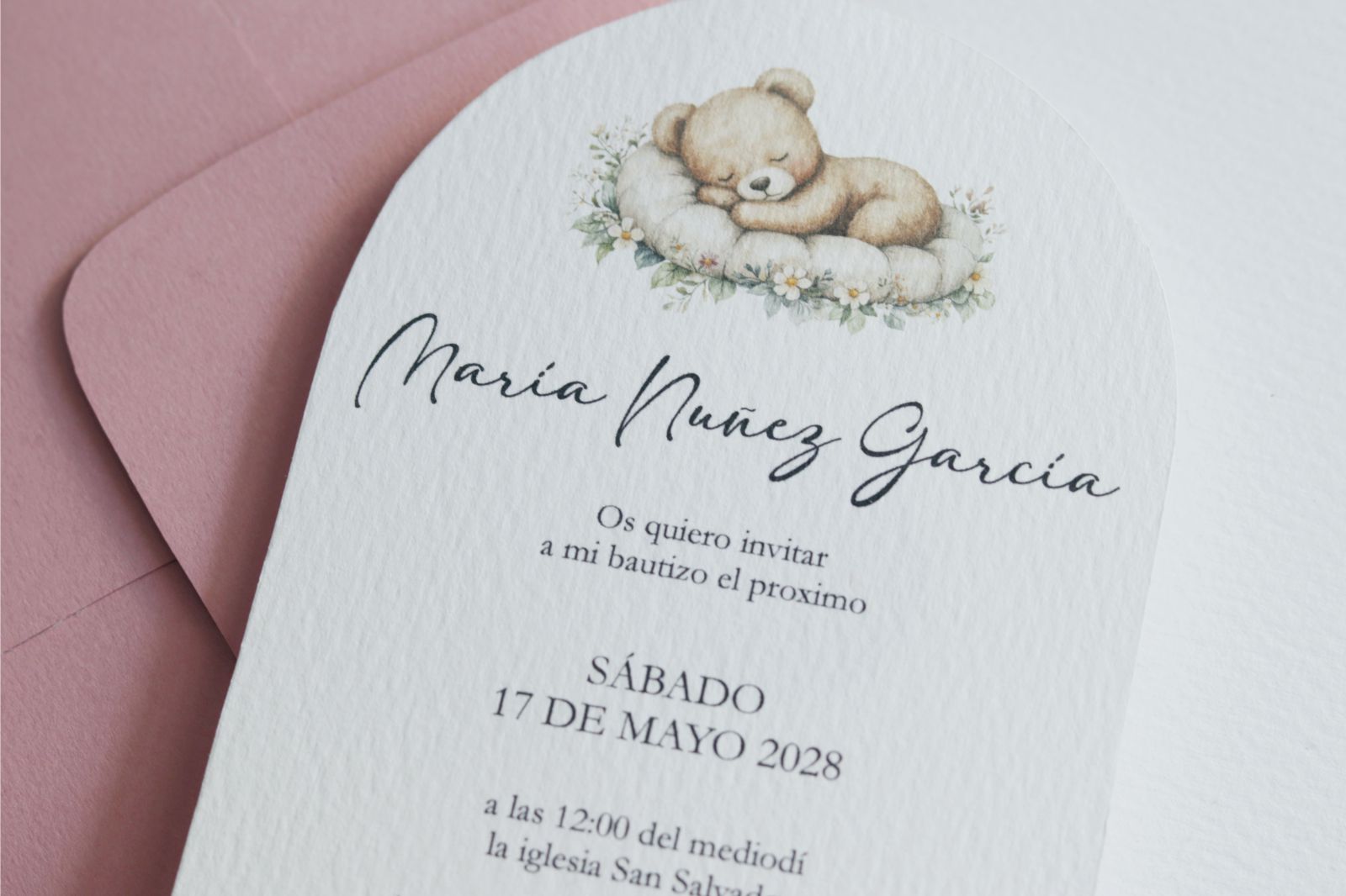 Invitación de Bautizo - Oso Dormilón