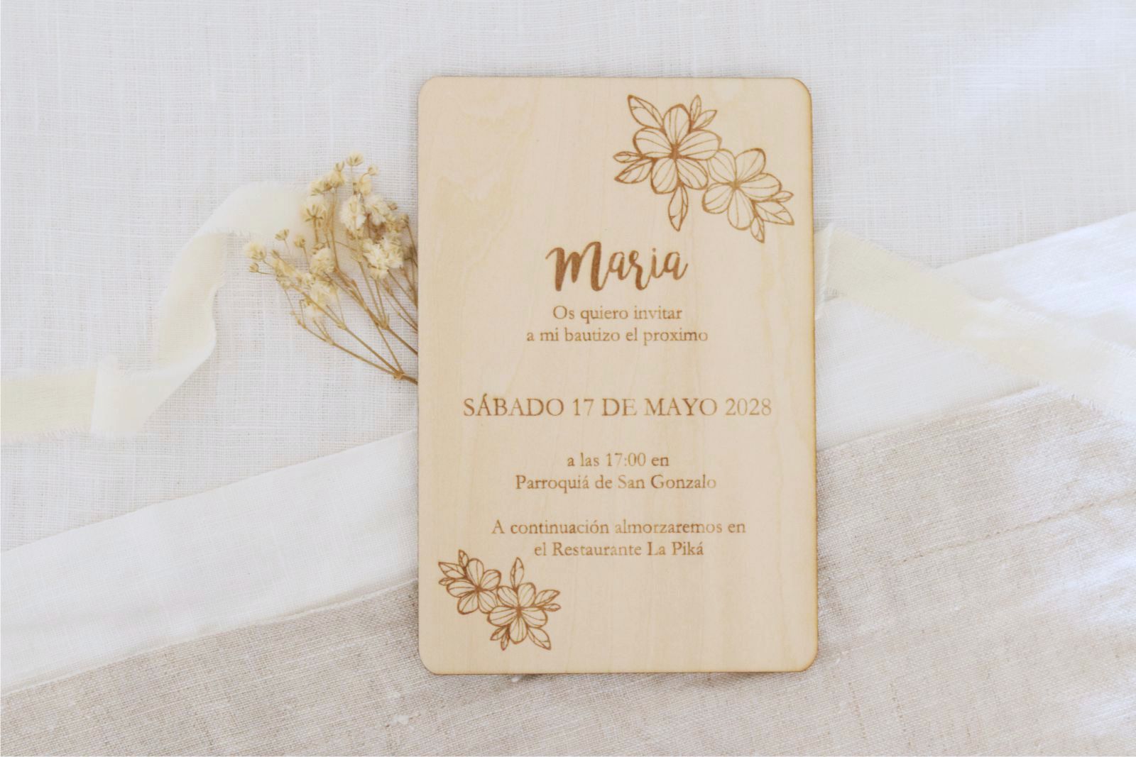 Invitación de madera natural - LIORA