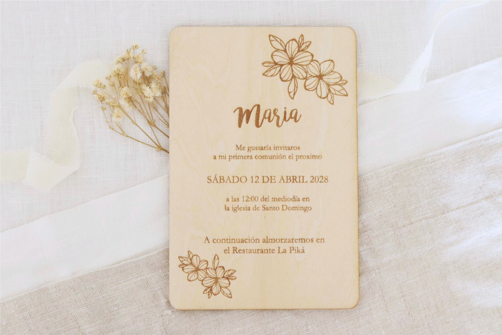 Invitación de madera natural - LIORA