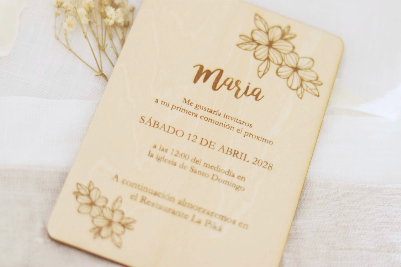 Invitación de madera natural - LIORA