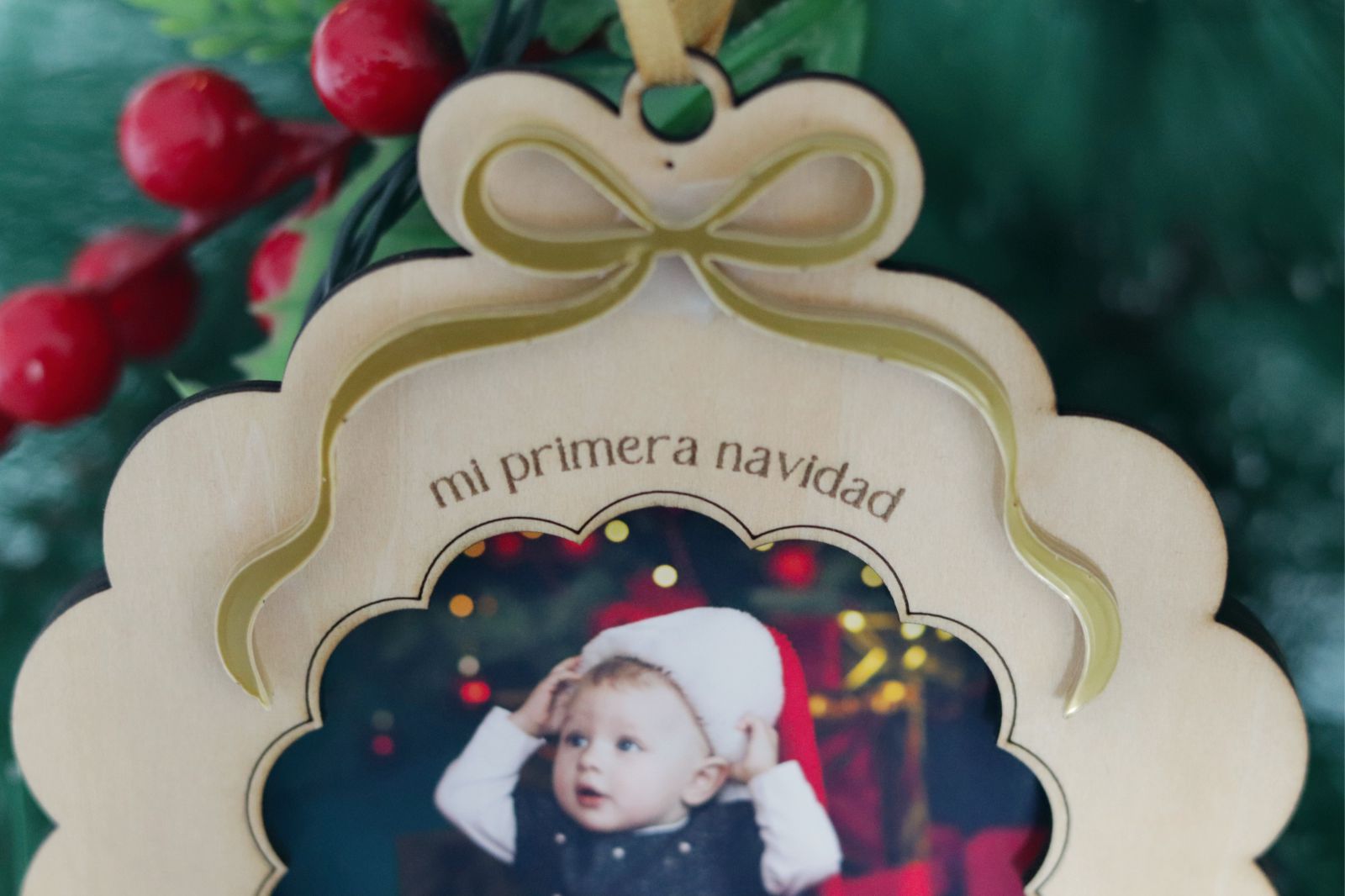 Marco adorno de arból con foto - Mi primera navidad