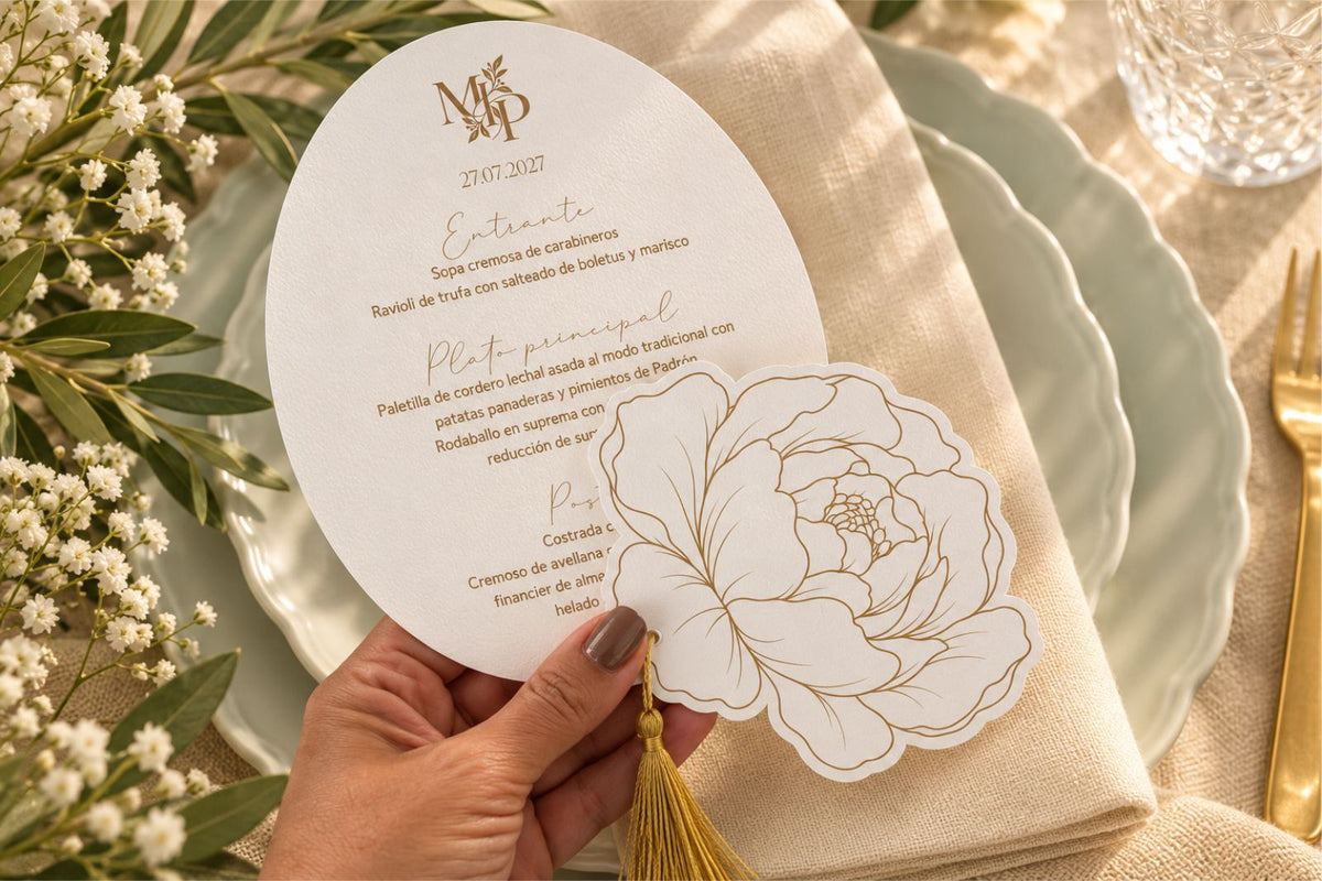 Menú de boda doble capa- Peonia