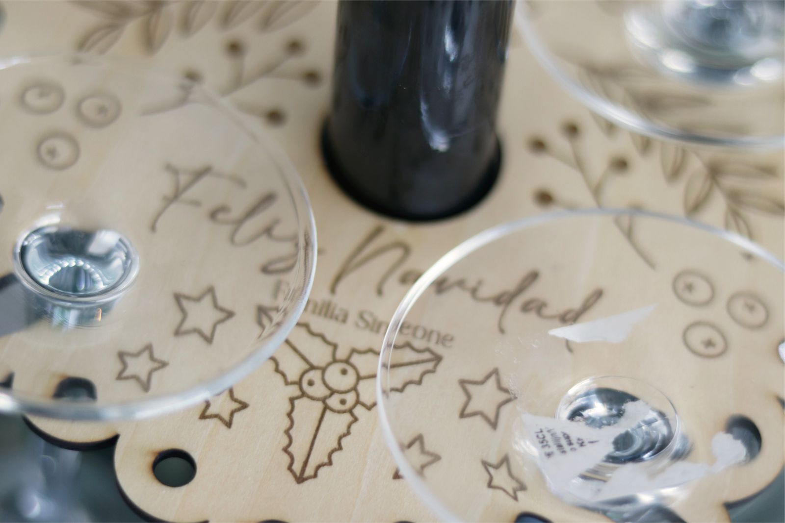 Soporte vino y copas navideño