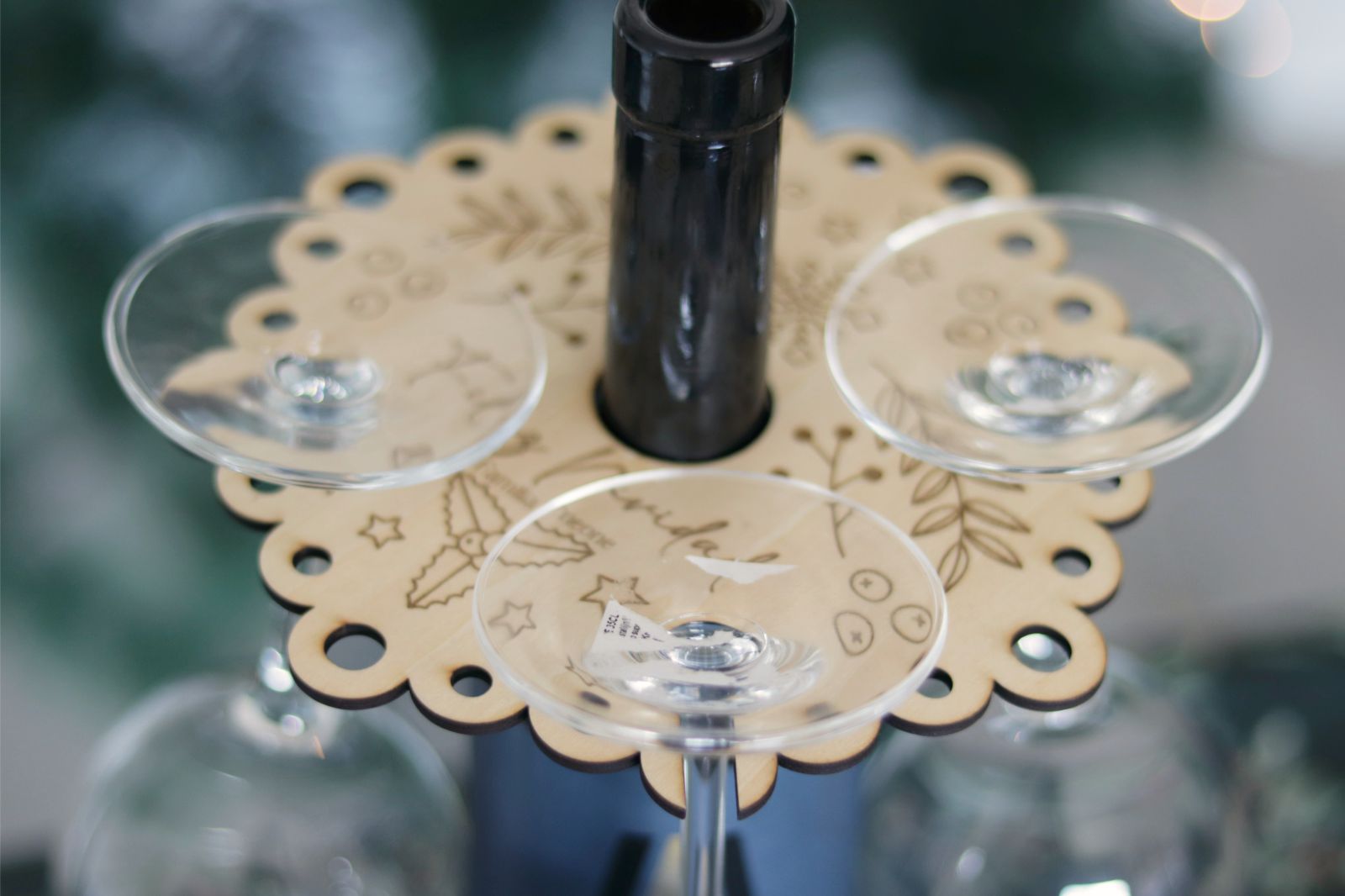 Soporte vino y copas navideño
